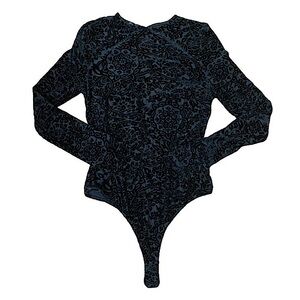 Dynamite Black Velour Long-Sleeve Bodysuit
